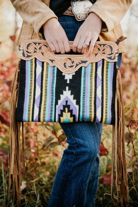 The Gallup Saddle Blanket Purse Tin And Turquoise Western Boutique