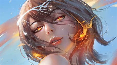 Girl Guweiz Fire Art Fantasy Luminos Face Hd Wallpaper Peakpx
