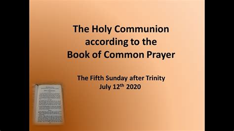 Holy Communion For The Fifth Sunday After Trinity 1662 Book Of Common