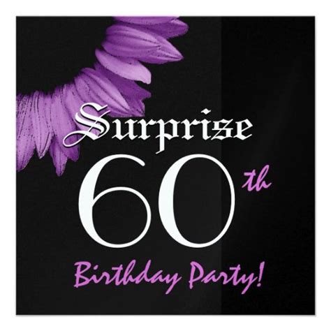 Surprise 60th Birthday Party Purple Sunflower 525x525 Square Paper