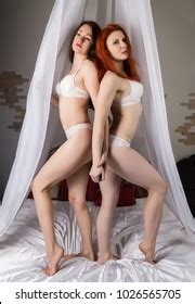 Two Beautiful Sexy Girls Hugging On Stock Photo Shutterstock