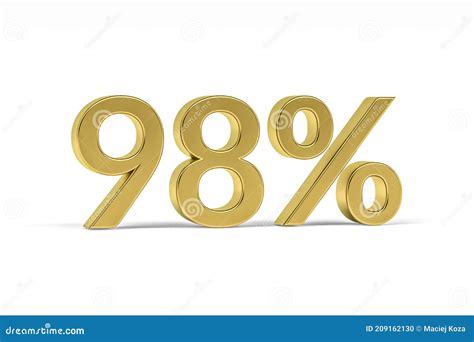 Gold Digit Ninety Eight With Percent Sign 98 Isolated On White Stock
