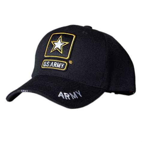 Us Army Star Black Hat Logo Black Hats Embroidered Baseball Caps