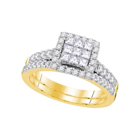 Sold Price 14kt Yellow Gold Princess Diamond Bridal Wedding Ring Band Set 1 Cttw August 1
