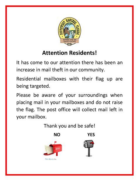Attention Residents: Please see post below regarding mail thefts in our