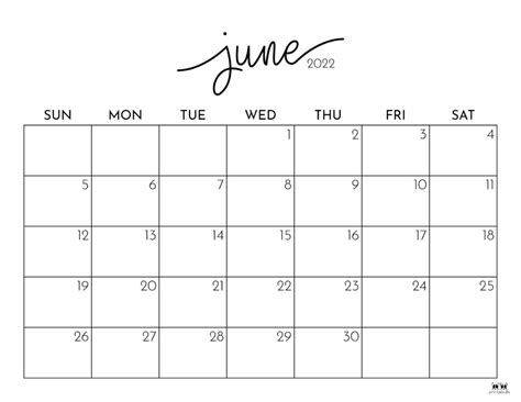 Cute Free Printable June 2022 Calendar Saturdayt Calendar Images