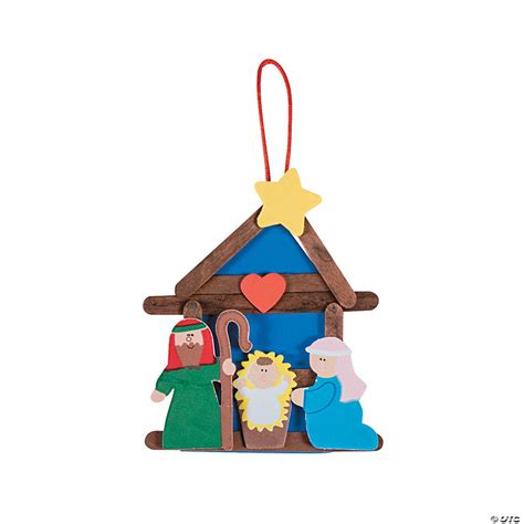 Nativity Craft Stick Religious Christmas Ornament Craft Kit Makes 12
