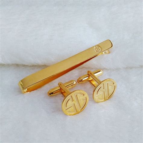 Monogram Cufflinks And Tie Clipmix And Match Tie Clip And Etsy