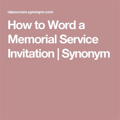 How to Word a Memorial Service Invitation | Synonym | Memorial service ...