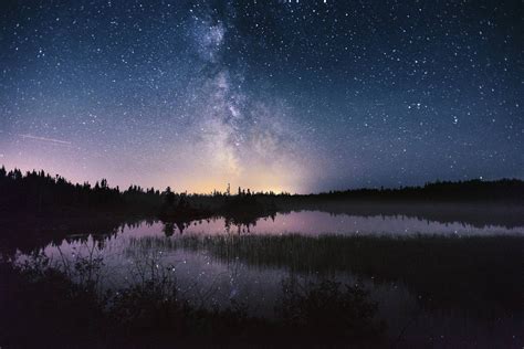 Night Sky Galaxy Anime Background Nature Landscape Photography Milky Way Starry Night Lake