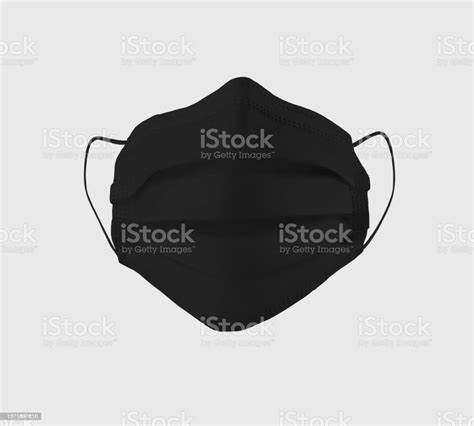Black Surgical Mask Mockup 3d Rendering Front View Respirator With Ear