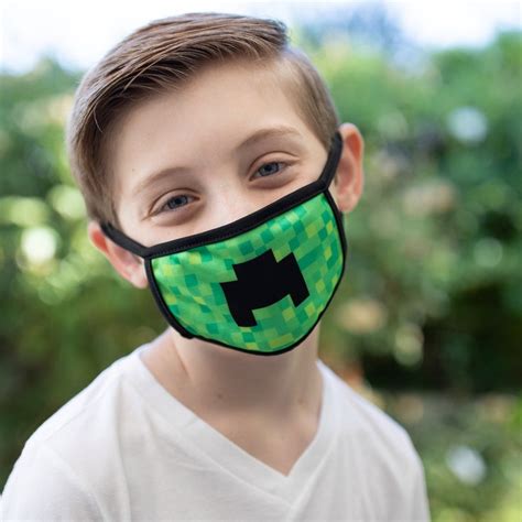 Minecraft Inspired Face Mask Creeper Mask Kids Reversible Etsy