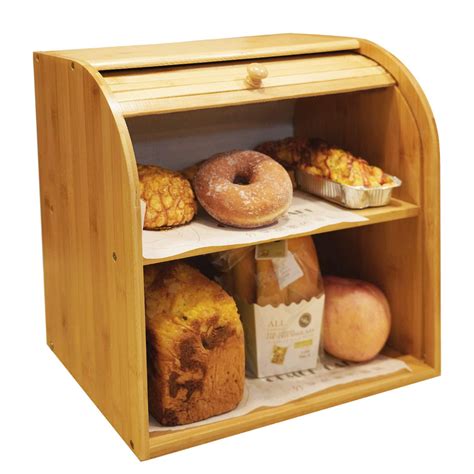 Amazonsmile Goodpick Bamboo Bread Box 2 Layer Large Capacity Bread
