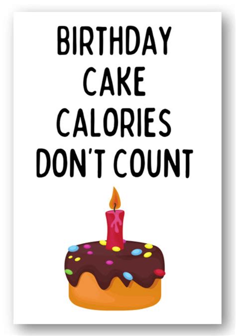 second ave funny birthday cake calories don t count happy etsy