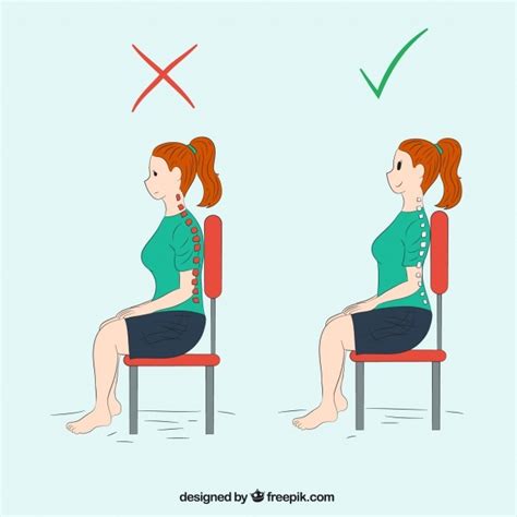 Woman sitting correctly and incorrectly Vector | Free Download