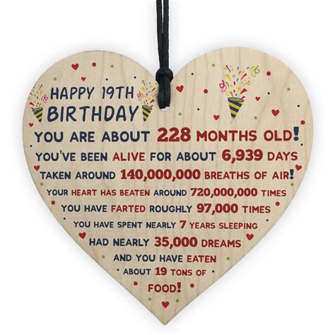 19th Birthday T For Daughter Son 19th Birthday Facts Heart