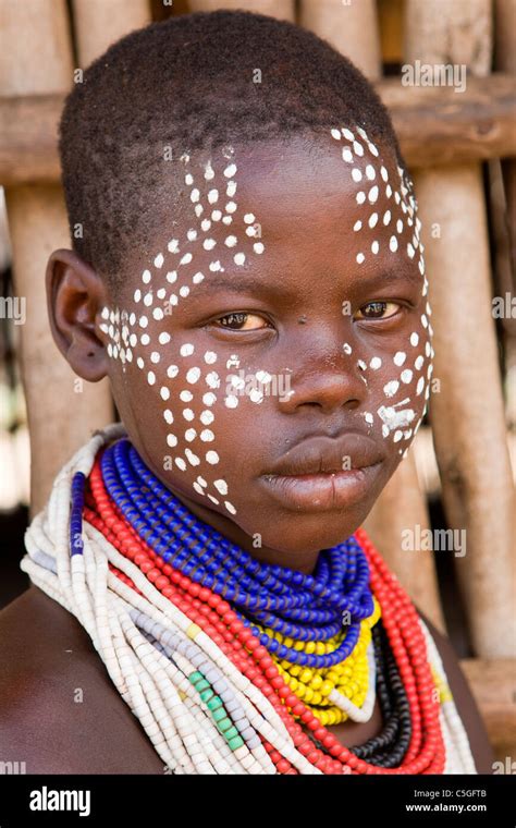 Portrait Of A Karo Tribes Girl At The Of Village Kolcho In The Lower