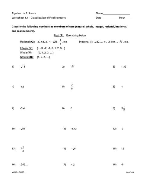 Irrational Numbers Worksheets 7th Grade