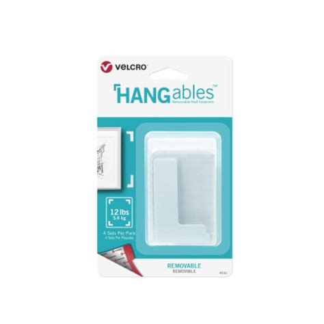 Velcro Brand Hangables Removable Wall Fasteners 4 Pack White 3 X