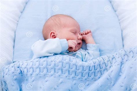 Newborn Baby Boy In White Bassinet Stock Image Image Of Background
