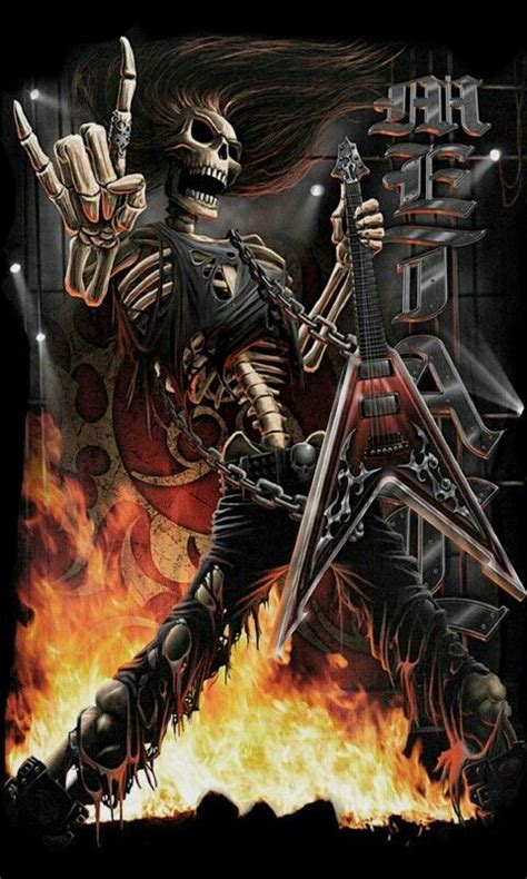 Rock Skeleton Heavy Metal Art Heavy Metal Skull Wallpaper