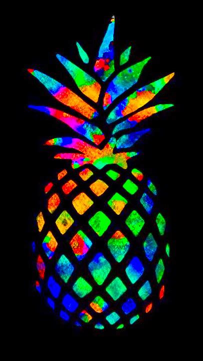 Black Bright Colorful Iphone Wallpaper Pineapple