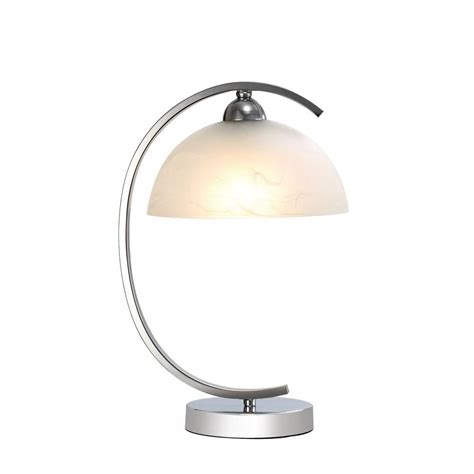 Normande Lighting 15 In Chrome Table Lamp With Frosted Glass Shade Hs3 3306 The Home Depot