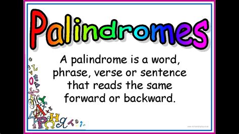 Palindromes Palindrome Definition And Examples Palindromes Are A