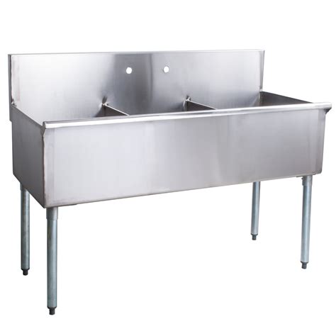 Regency 48 16 Gauge Stainless Steel Three Compartment Commercial Sink