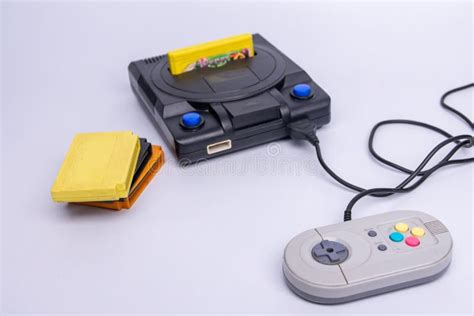Old Game Console On A White Background Place For Text Stock Photo