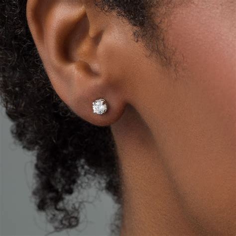 1 2 CT T W Diamond Solitaire Stud Earrings In 10K White Gold