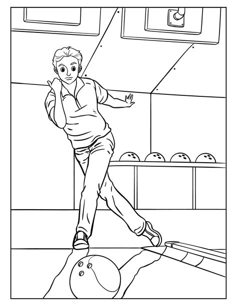Bowling Coloring Page For Kids 11415811 Vector Art At Vecteezy