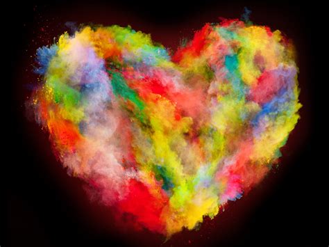 Desktop Wallpaper Heart Colorful Color Explosion Hd