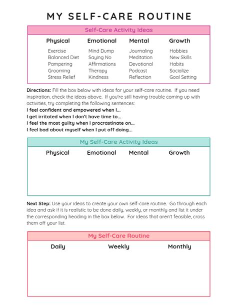 How To Create A Self Care Routine Youll Love Self Care Worksheets
