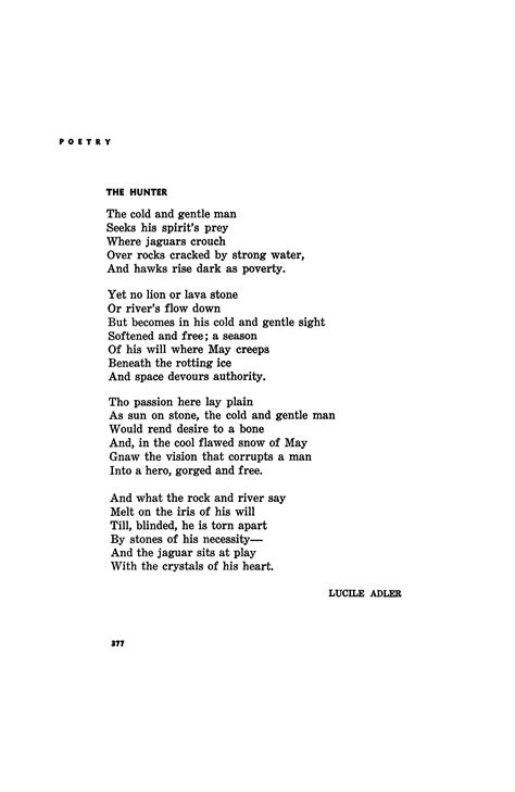 The Hunter By Lucile Adler Poetry Magazine