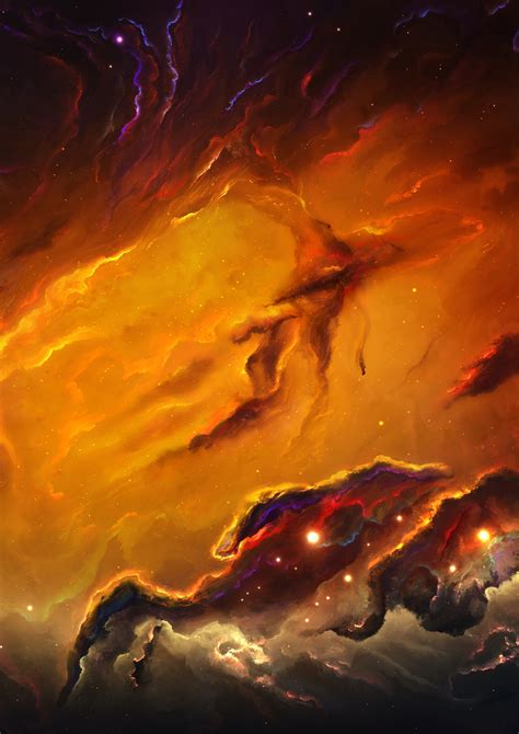 Download 2480x3508 Galaxy Orange Nebula Stars Wallpapers