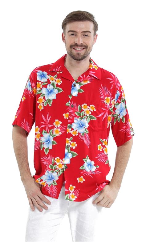 Men S Hawaiian Shirt Aloha Shirt S Hibiscus Red Walmart Com