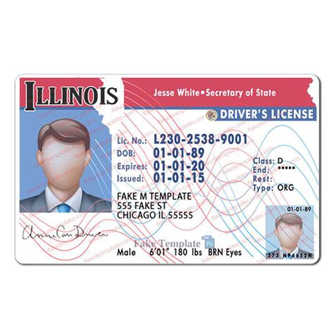 Illinois Driver License Hologram High Quality Fake Template