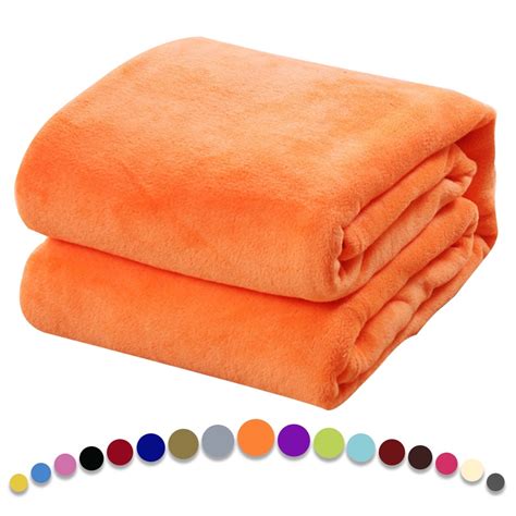 Howarmer Orange Fuzzy Bed Blanket King Size Soft Flannel Fleece