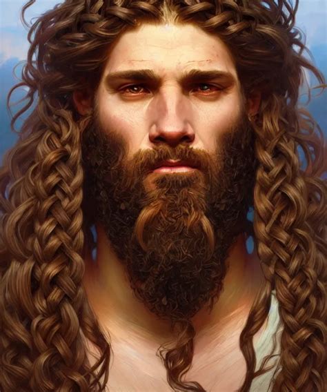Portrait Of Biblical Hairy Samson His Ample Hair In Stable Diffusion