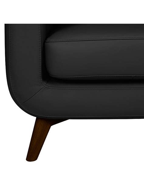 John Lewis Barbican Medium 2 Seater Leather Sofa Dark Leg Contempo Black
