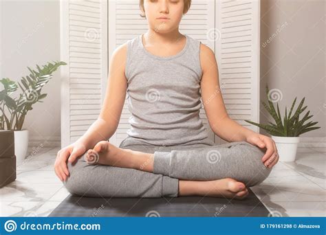 Lotus Position Meditation Pranayama Children Yoga At Home Boy