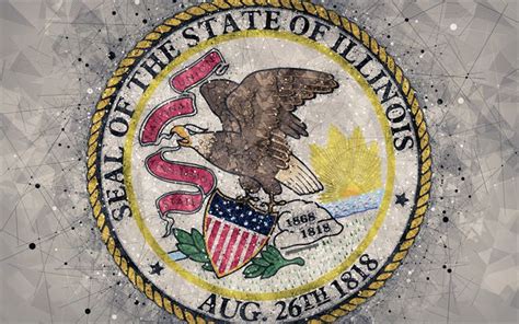 Download Wallpapers Seal Of Illinois 4k Emblem Geometric Art