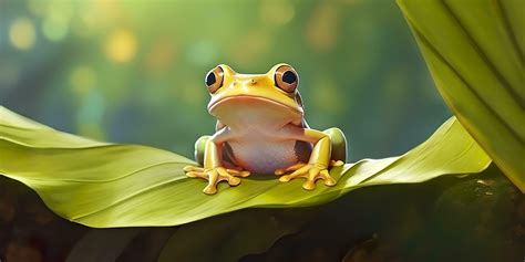 Dumpy Frog On Leaves Frog Amphibian Reptile Generative Ai 29606432