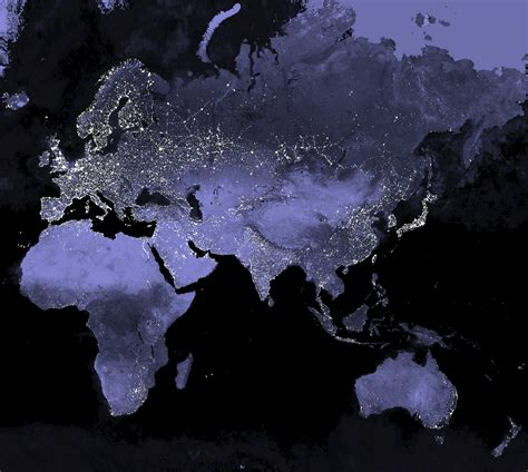 Map Of Earth At Night Source Esri Nasa Visible Earth Earth At