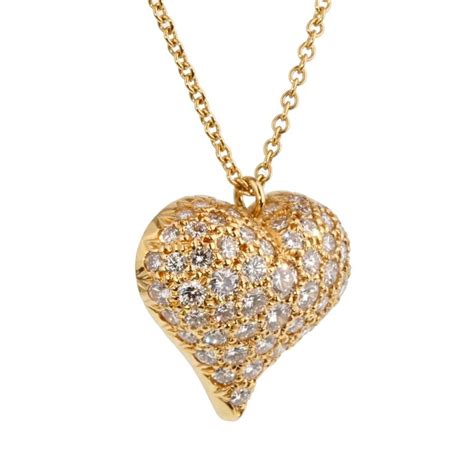 Tiffany And Co Diamond Heart Gold Necklace At 1stdibs Tiffany Gold
