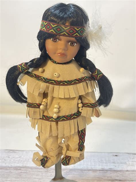 vintage goldenvale collection porcelain indian native american doll nature 8” ebay