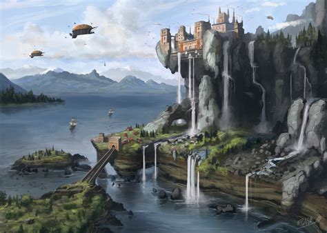 The Calm Cliff Fantasy Landscape Fantasy City Fantasy Setting