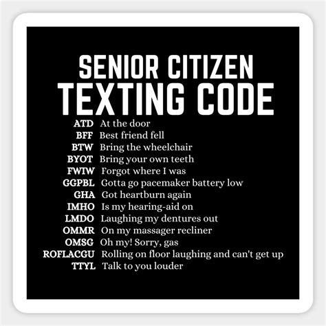 Senior Citizen Texting Code Sticker