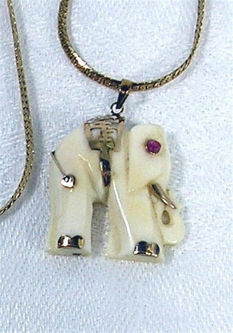 Vintage 14k Ivory Elephant Pendant Necklace By Blisstiques On Etsy